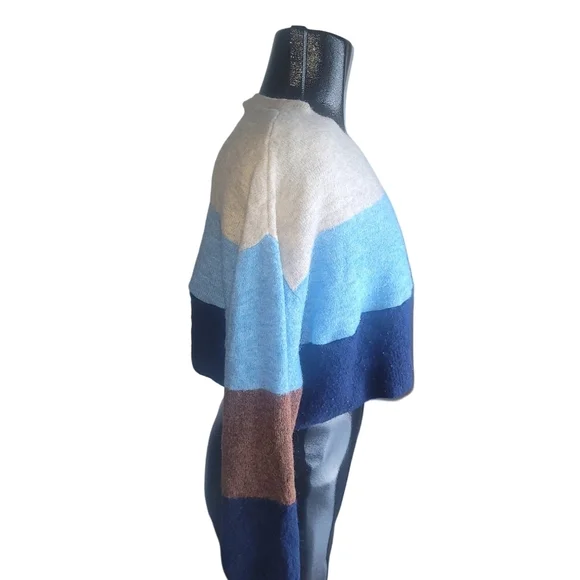 H&M Multi Color Block Cropped Sweater M - Picture 4 of 7